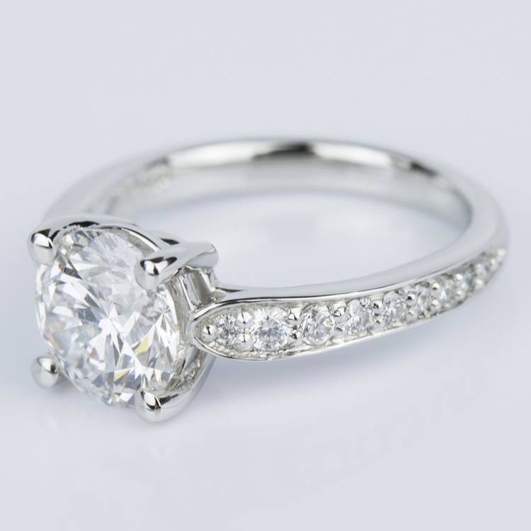 Custom Diamond Cathedral Engagement Ring in Platinum (1.51 ct.)