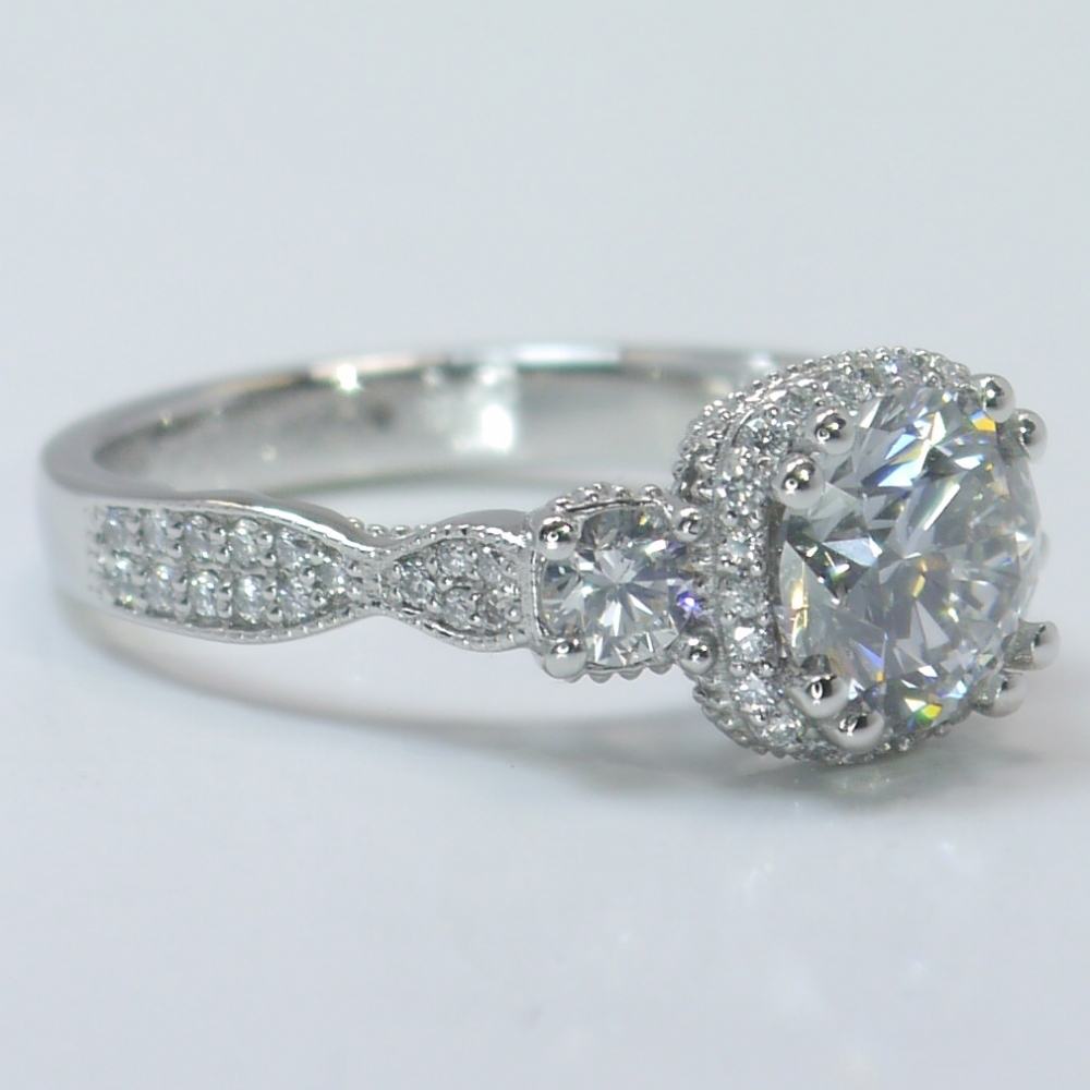 Custom Vintage 1.5 Round Diamond Engagement Ring