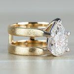 Custom Double Band with Texture Finish Pear Shaped Diamond Ring