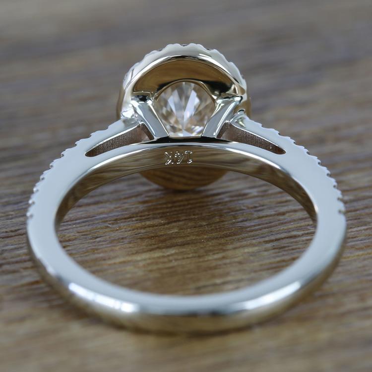 Custom Dual Tone Floating Halo Oval Diamond Engagement Ring04 