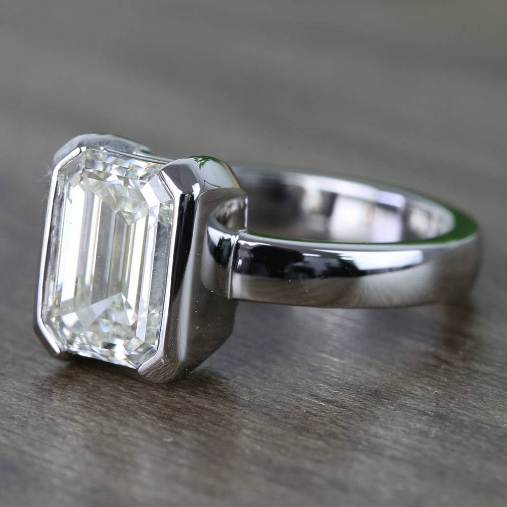 Custom Emerald Half Bezel Diamond Engagement Ring (3 Carat)