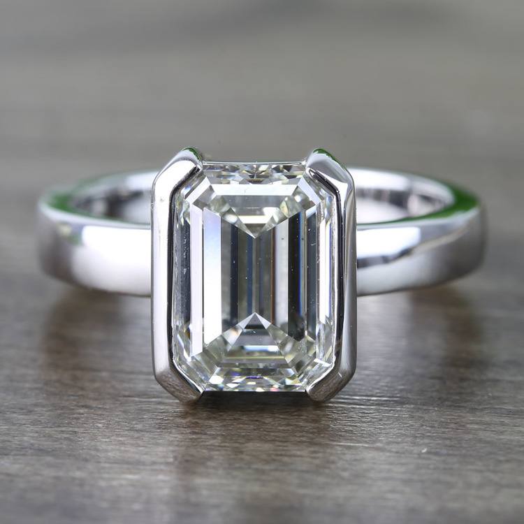 Custom Emerald Half Bezel Diamond Engagement Ring (3 Carat)