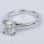 Cathedral Engagement Ring with Cushion Diamond and Peekaboo Stone