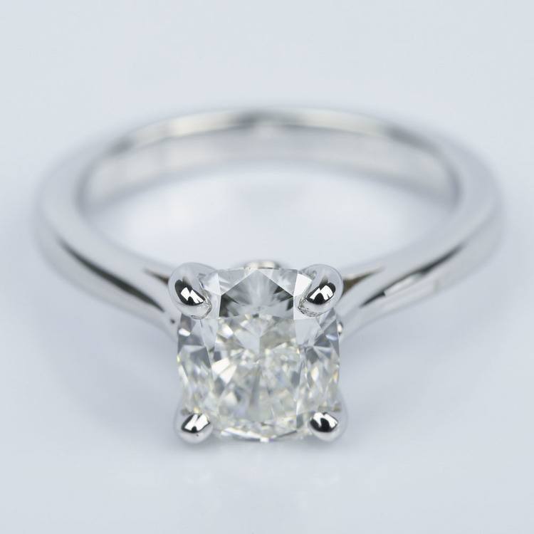 Cathedral Engagement Ring with Cushion Diamond and Peekaboo Stone