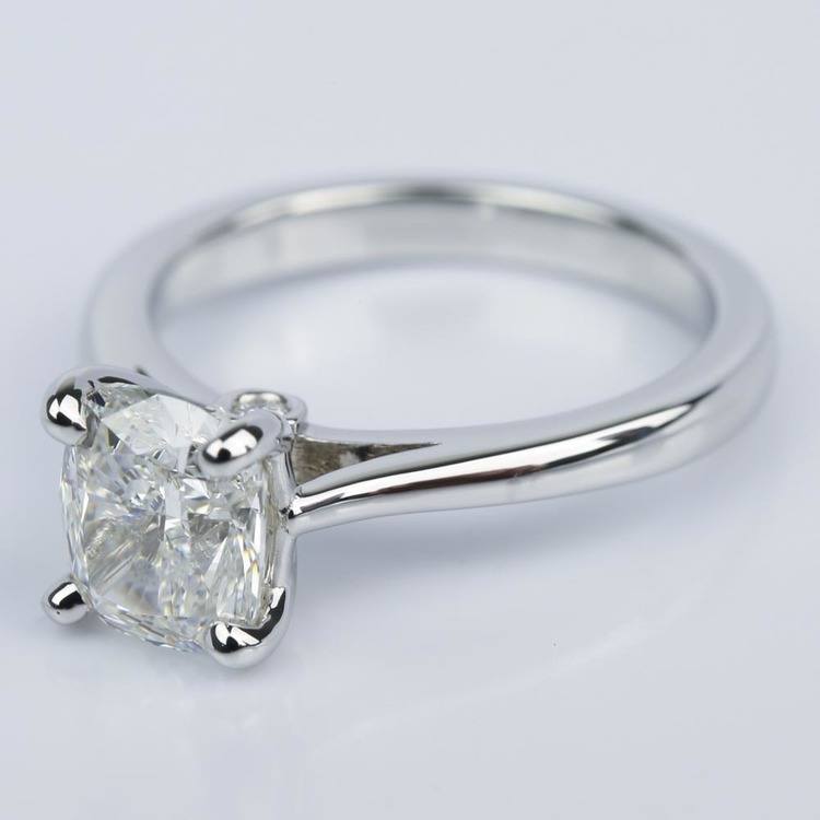 Cathedral Engagement Ring with Cushion Diamond and Peekaboo Stone