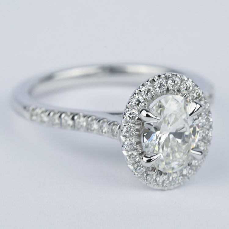 Micro-Pave Halo Oval Diamond Engagement Ring (0.90 ct.)