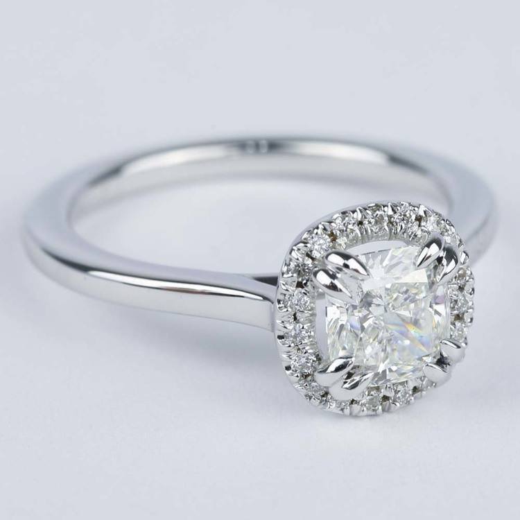 Double-Prong Cushion Diamond Halo Engagement Ring