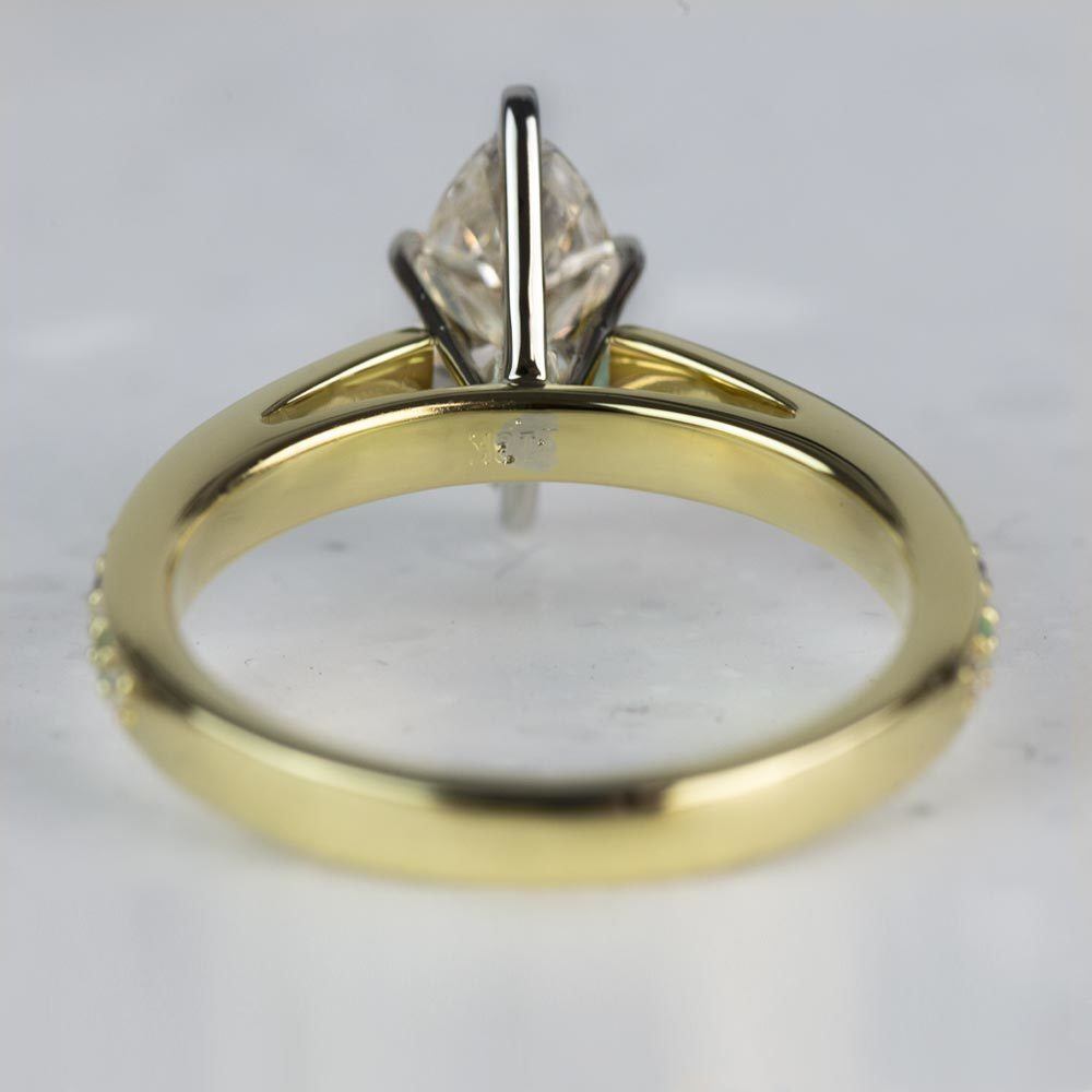 Custom Marquise Cathedral Diamond & Emerald Gemstone Engagement Ring