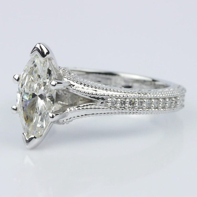 Marquise Diamond Engagement Ring With Split Shank Design