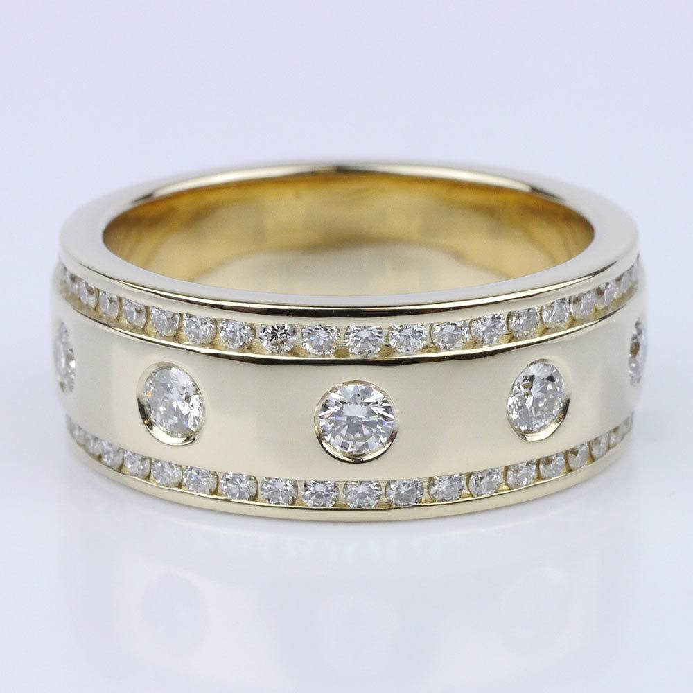 wedding band inset diamonds