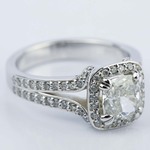 Halo Split Shank Cushion Diamond Engagement Ring