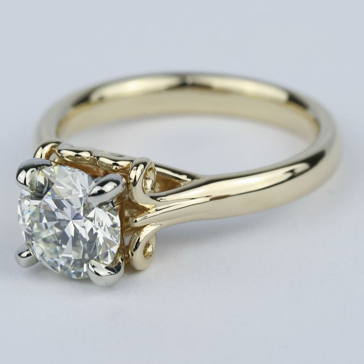 Custom Two-Tone Swirl Diamond Engagement Ring (1.25 ct.)