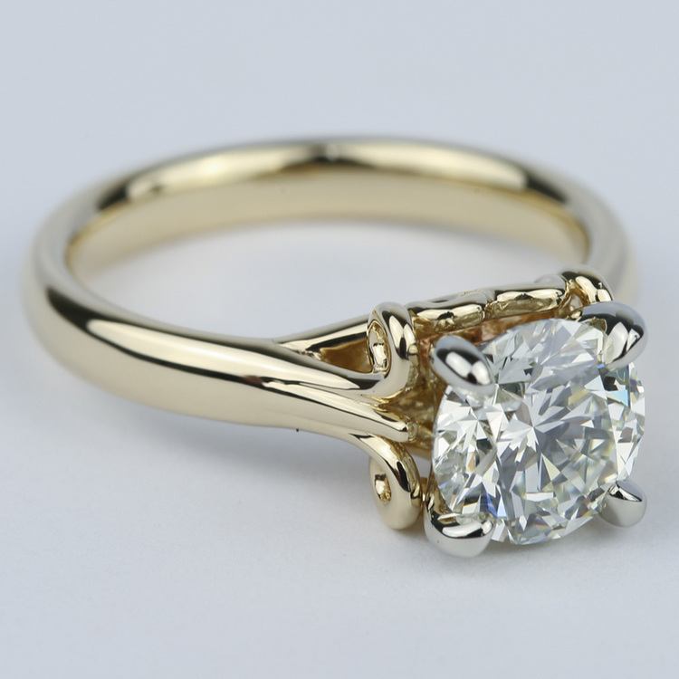 Custom Two-Tone Swirl Diamond Engagement Ring (1.25 ct.)