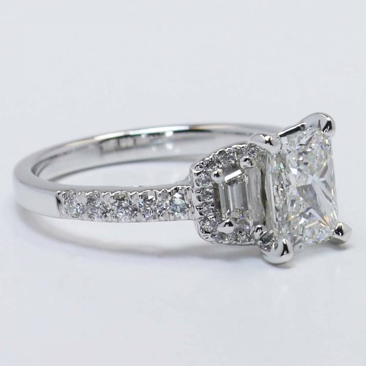 Custom 1.21 Carat Radiant Halo Diamond Engagement Ring