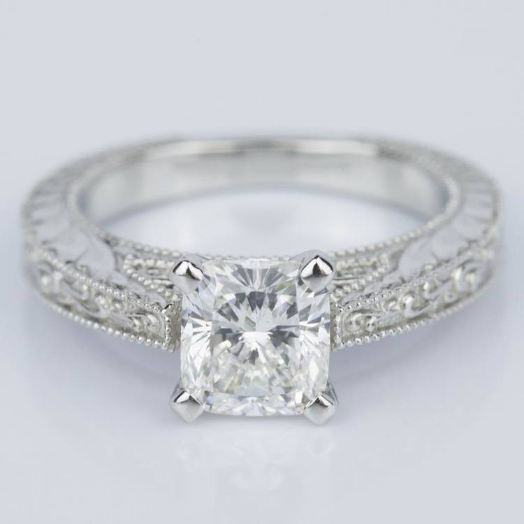 Custom Vintage Floral Engagement Ring with Milgrain (1.53 ct.)