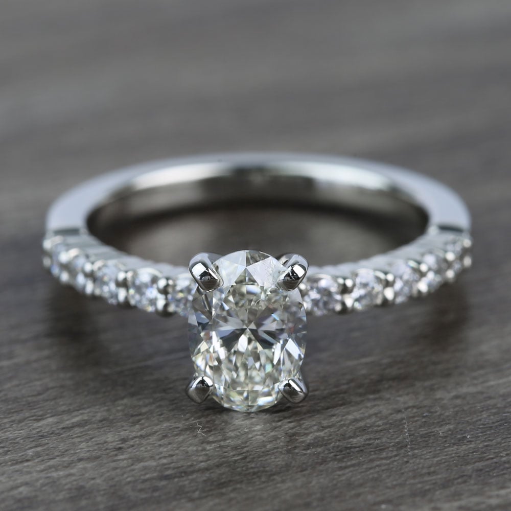 Delicate Shared-Prong 0.72 Carat Oval Diamond Engagement Ring