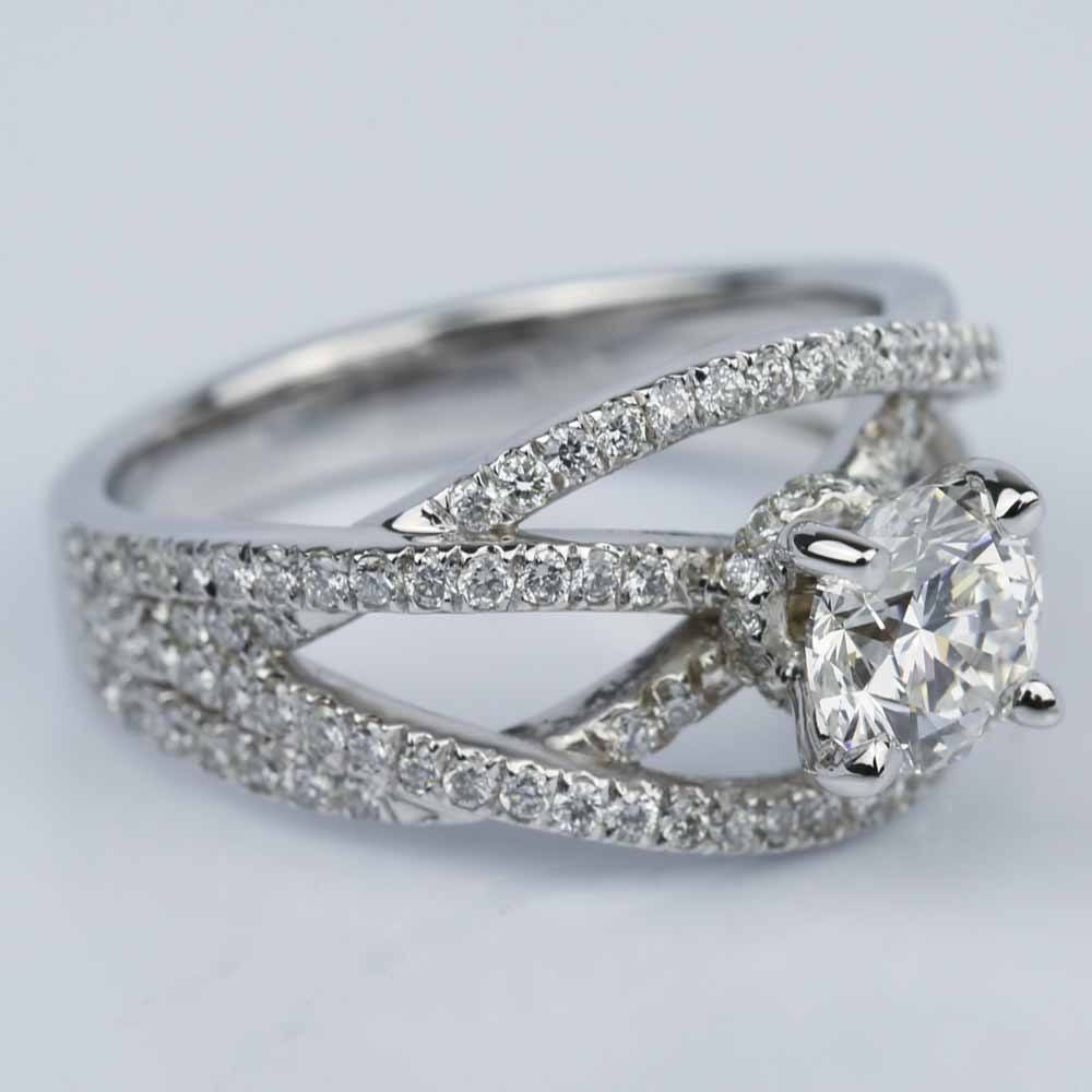 Double Cross Split Shank Diamond Engagement Ring (0.91 Ct.)