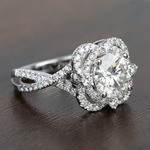 Double Halo Moissanite And Diamond Ring In White Gold