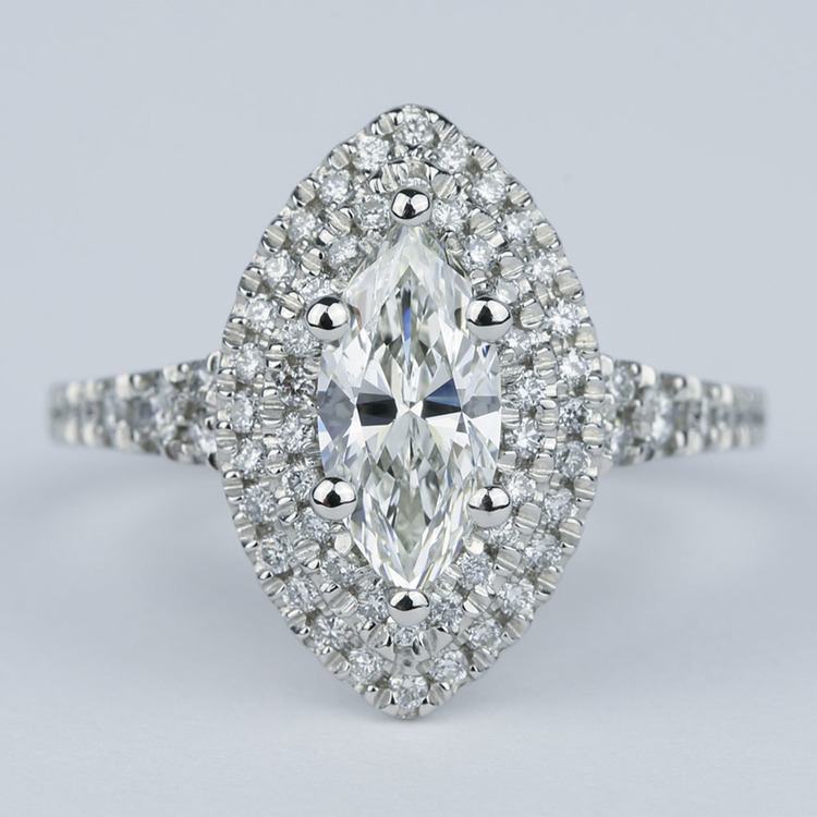 Stunning Double Halo Marquise Diamond Engagement Ring (1.21 ct.)