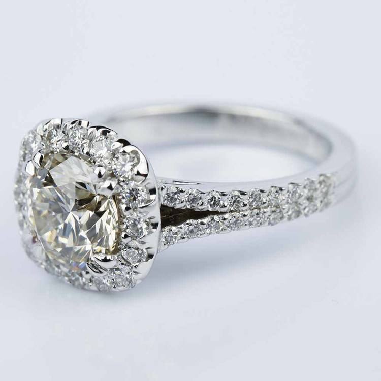 Fancy Gallery Split Shank Halo Round Diamond Engagement Ring (2.50 ct.)