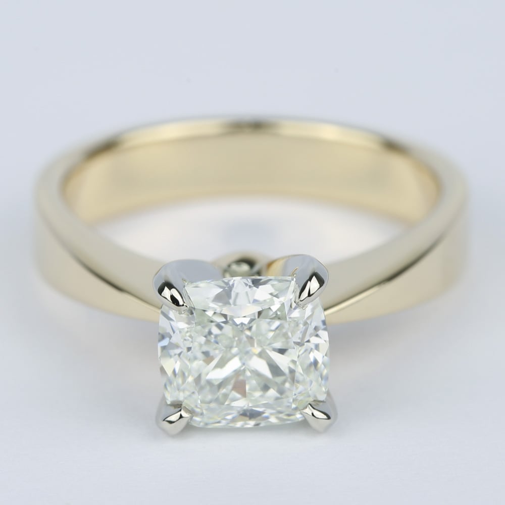 2 Carat Cushion Cut Engagement Ring With Flat Taper