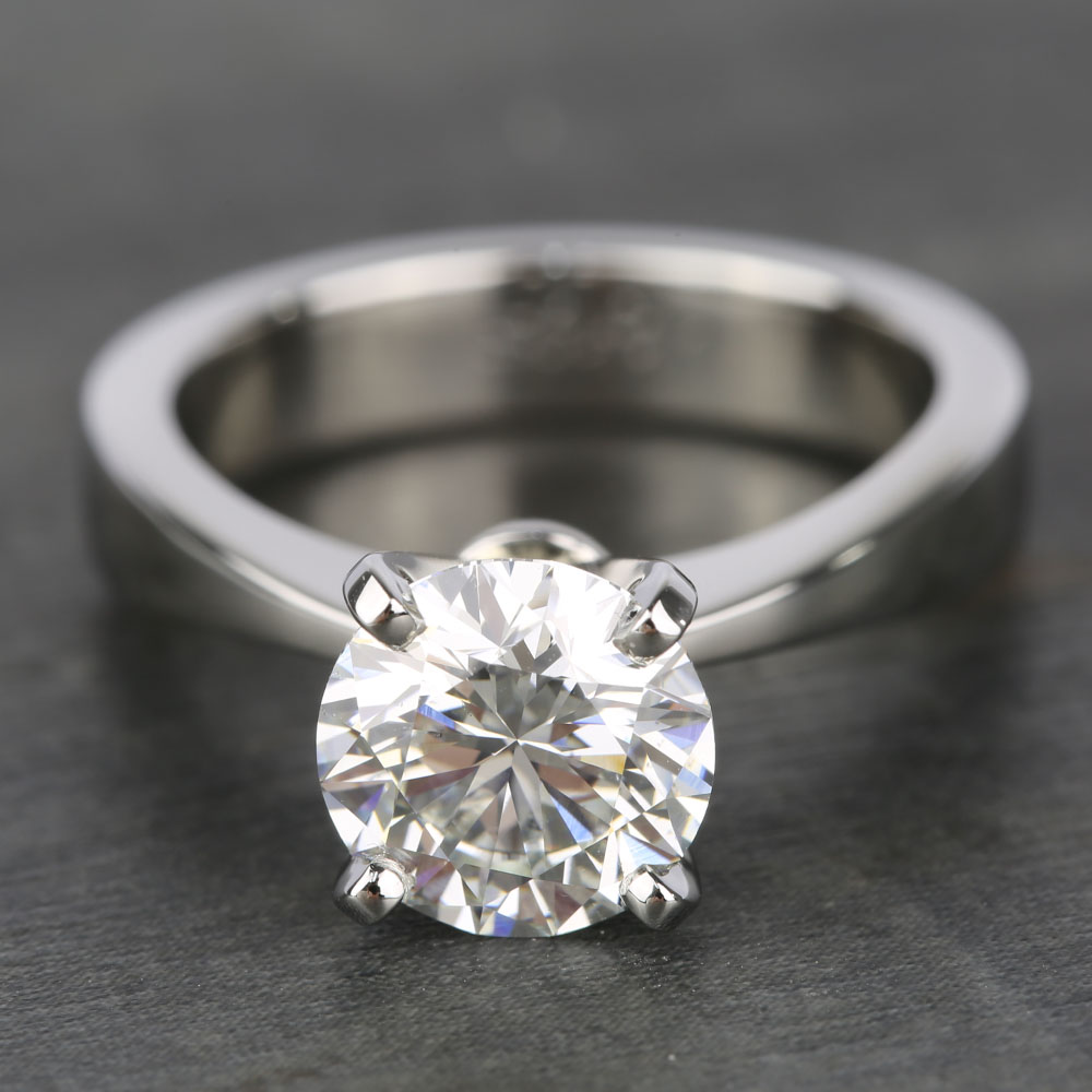 2 Carat Solitaire Diamond Ring - Tapered Platinum Band