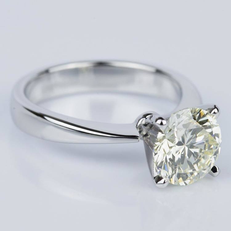 Flat Taper Solitaire Engagement Ring in White Gold (2.36 ct.)