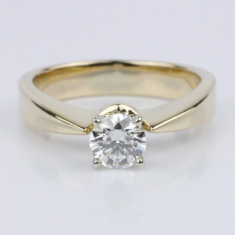 Tapered Solitaire Engagement Ring In 14K Gold