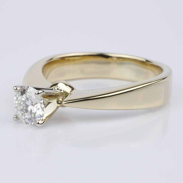 Tapered Solitaire Engagement Ring In 14K Gold