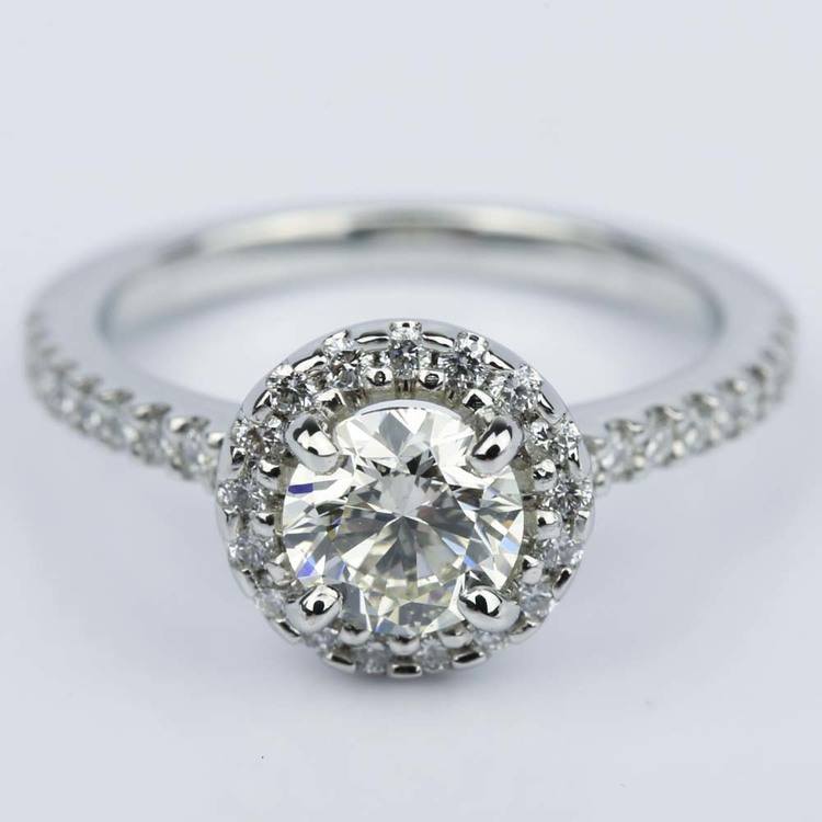 Floating Halo Diamond Engagement Ring in Platinum (0.92 ct.)