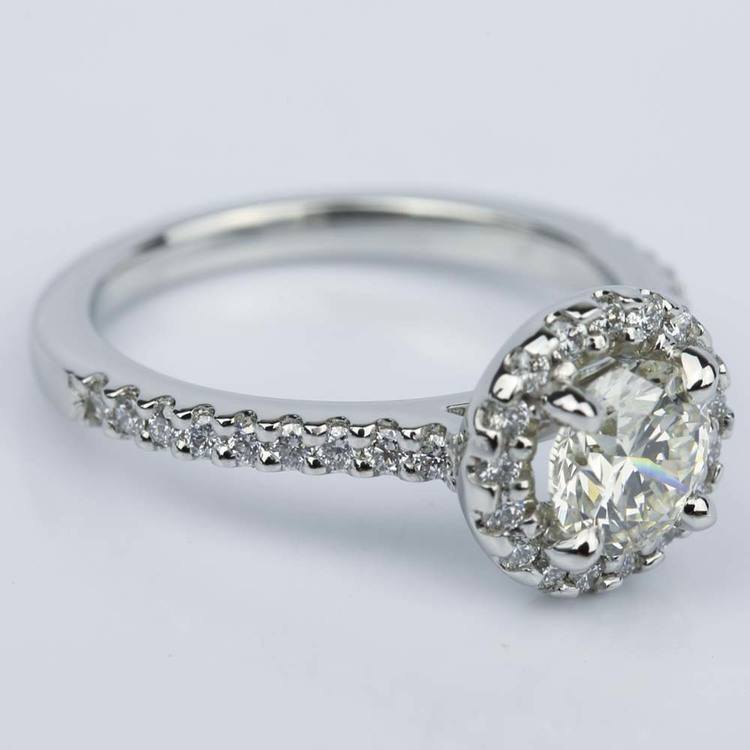 Floating Halo Diamond Engagement Ring in Platinum (0.92 ct.)