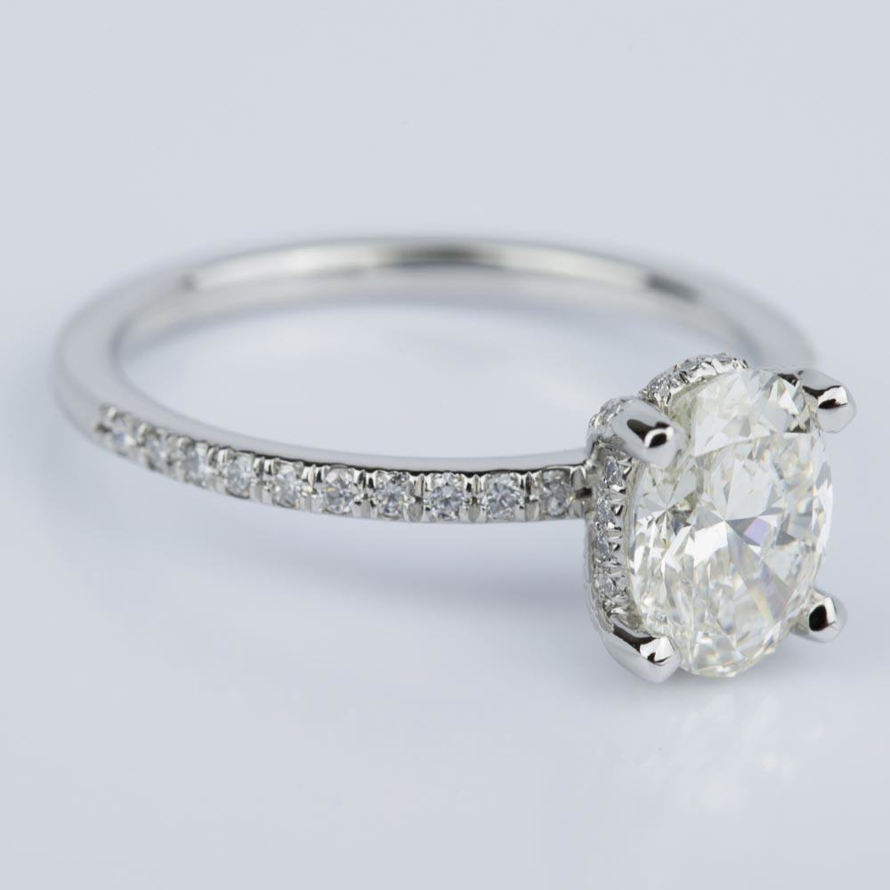 French Cut Oval Diamond Basket Engagement Ring