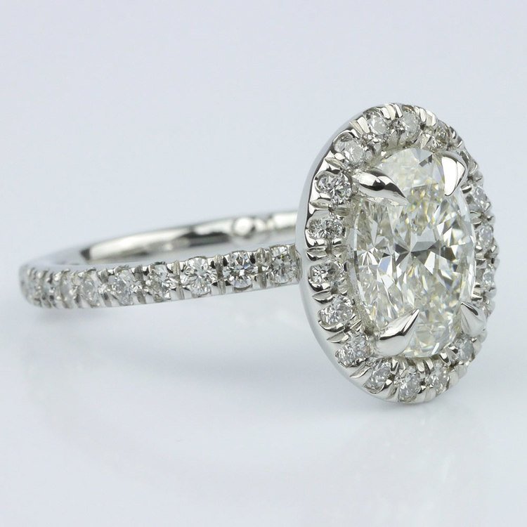 French Cut Pave Halo Ring with Claw Prongs (1.70 ct.)