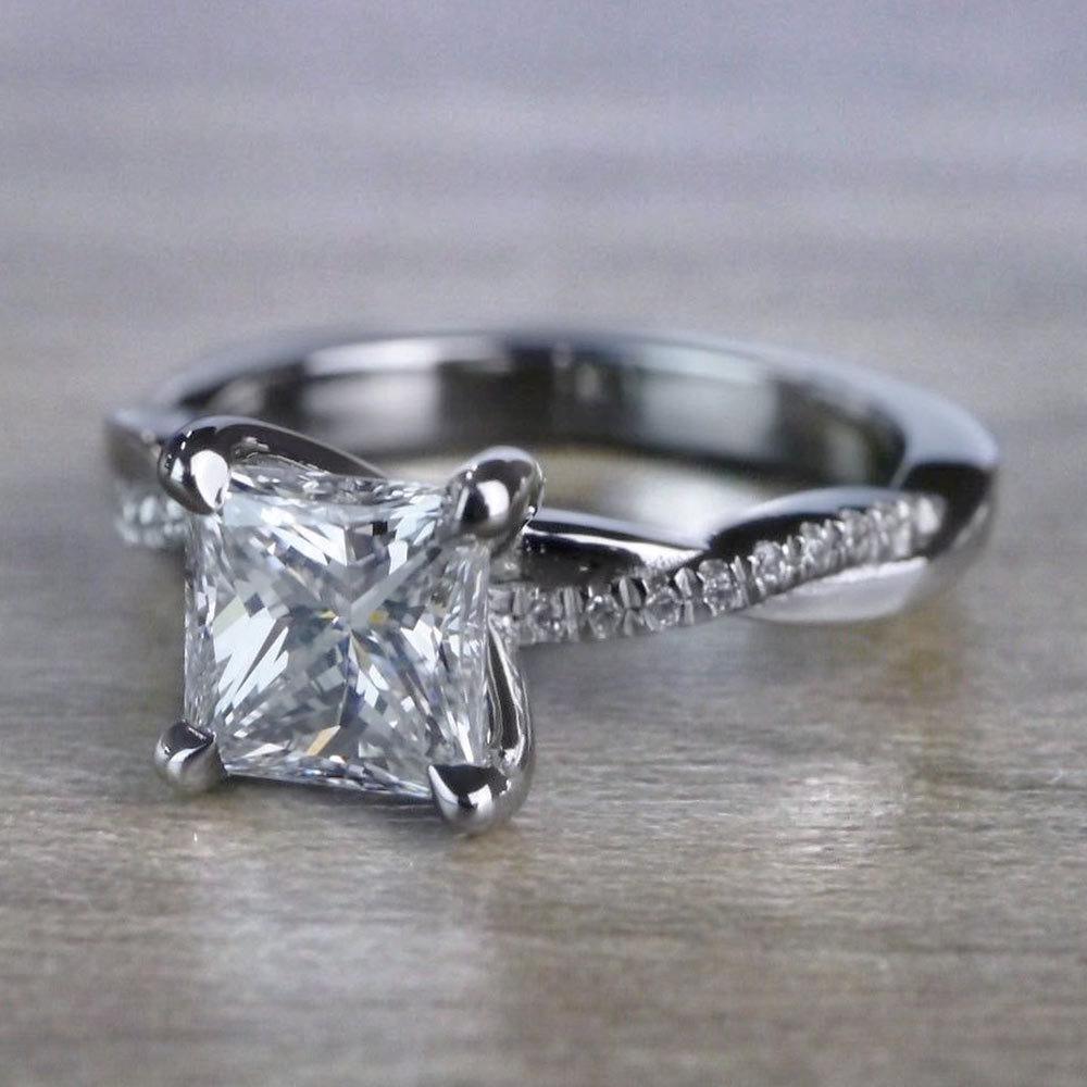 Grand Princess Cut Diamond Twisted Vine Engagement Ring