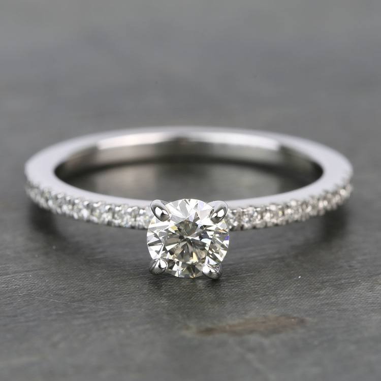 Half Carat Petite Pave Round Diamond Engagement Ring