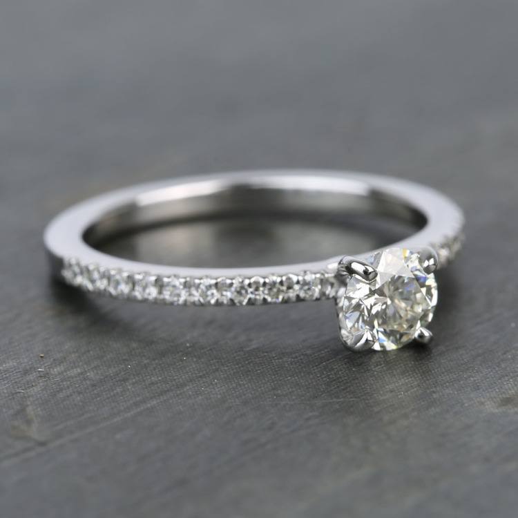 Half Carat Petite Pave Round Diamond Engagement Ring