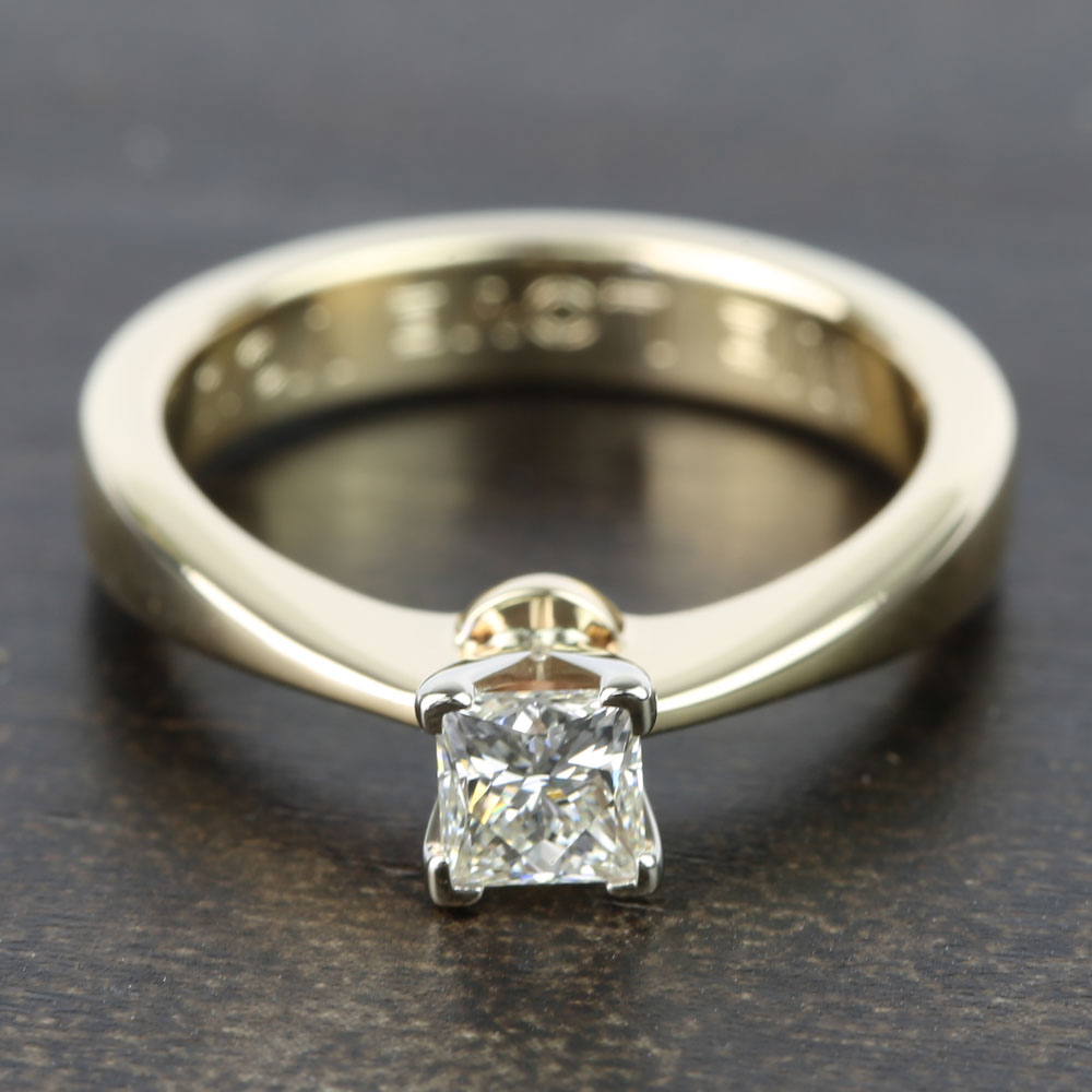 Flat Tapered Princess Solitaire Engagement Ring In Gold