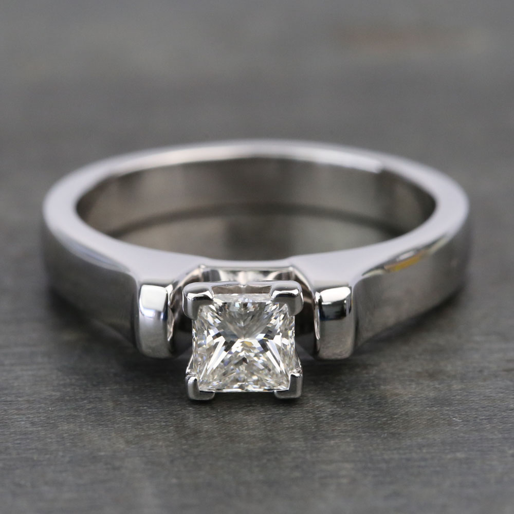 Half Carat Princess Engagement Ring | Square Contoured Band