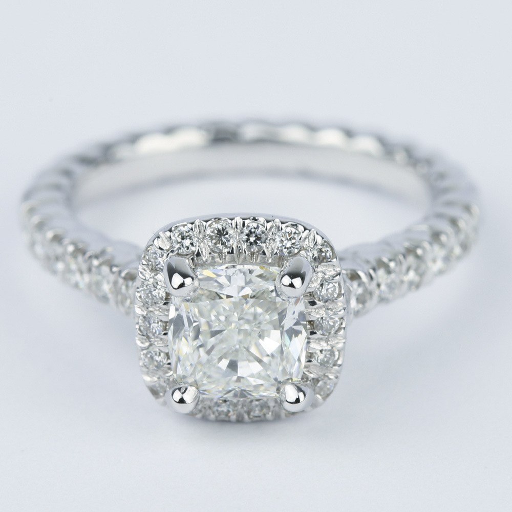 Twisted Rope Cushion Diamond Halo Engagement Ring