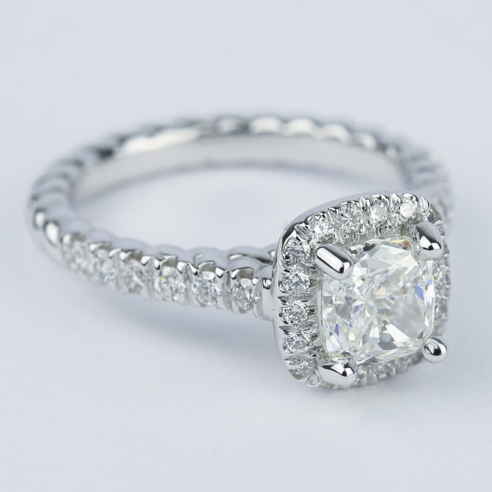 Twisted Rope Cushion Diamond Halo Engagement Ring