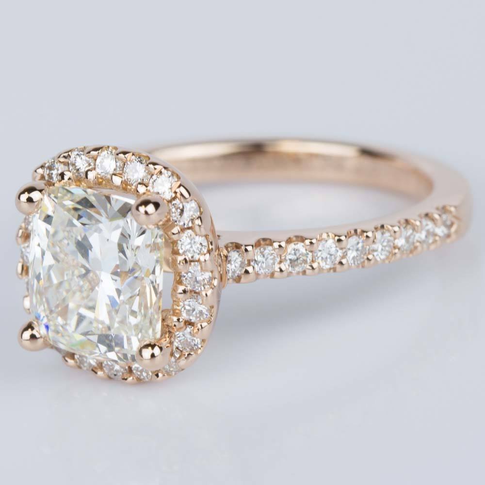 2 Carat Rose Gold Ring With Cushion Cut Diamond