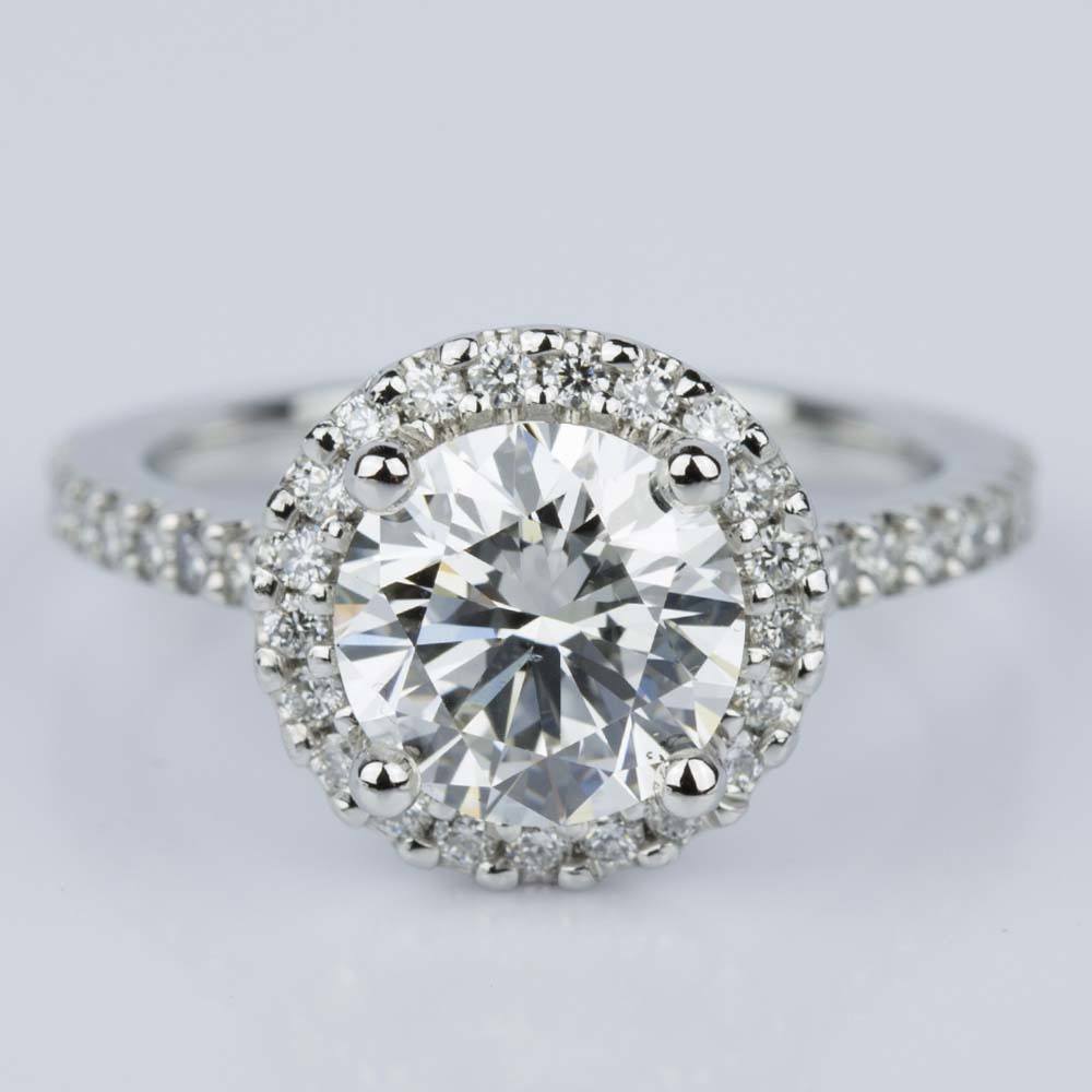 Platinum Halo Diamond Engagement Ring (2.02 Ct)