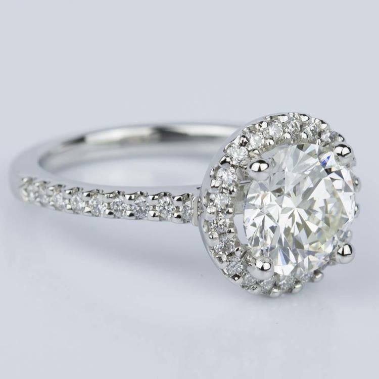 Platinum Halo Diamond Engagement Ring (2.02 Ct)