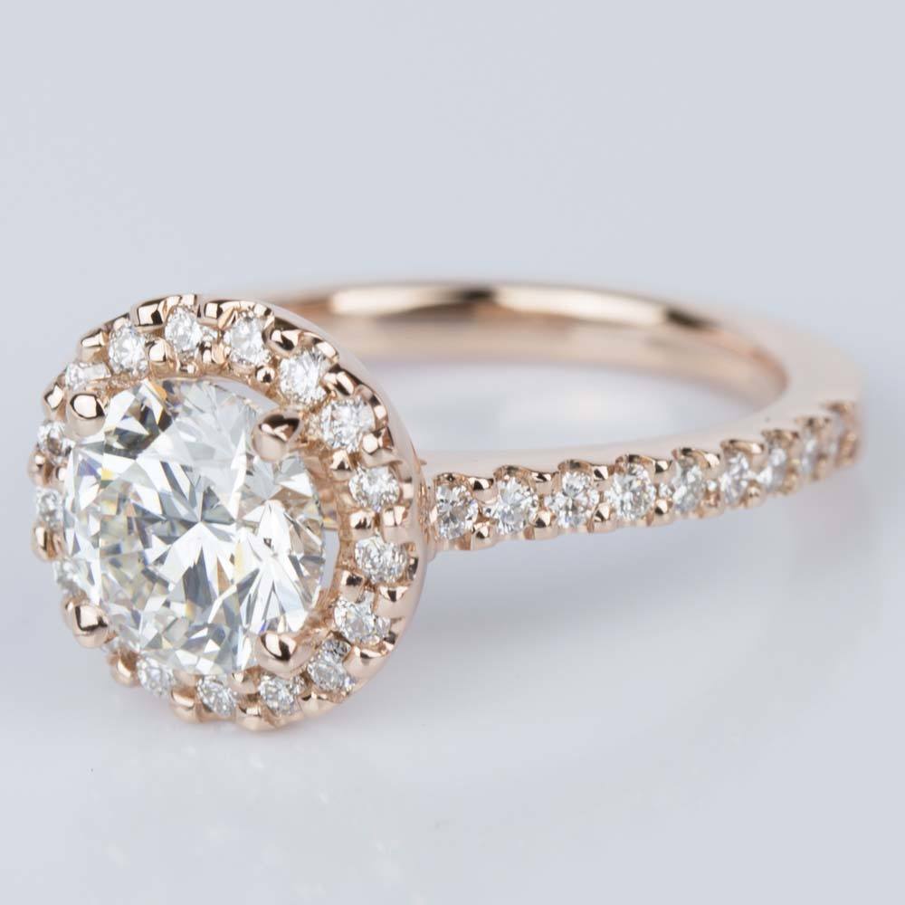 Halo Diamond Vintage Engagement Ring In Rose Gold