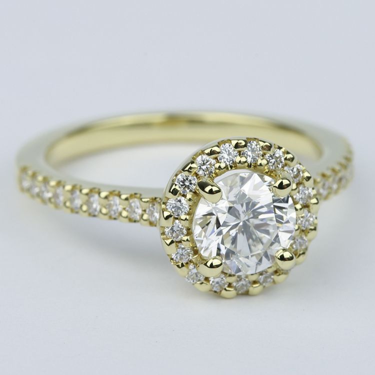 Halo Diamond Engagement Ring in 18K Yellow Gold (1 Carat)