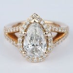 Halo Pear Diamond Engagement Ring in Rose Gold