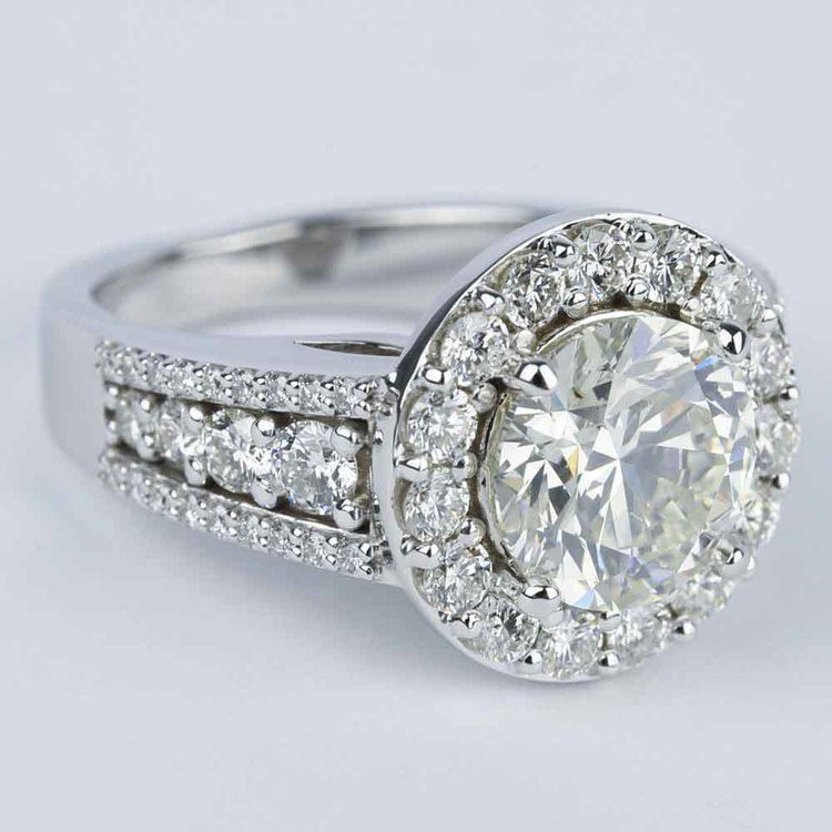 Large Halo Diamond Engagement Ring (3.50 Carat)