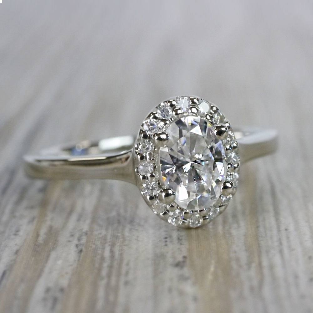 Oval Moissanite Halo Engagement Ring