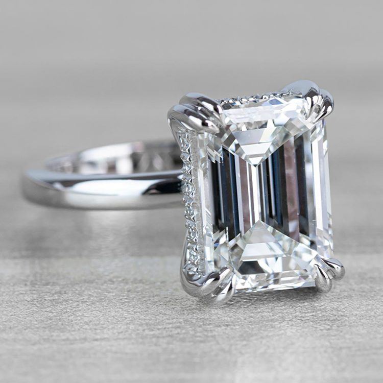 Hidden Halo 5 Carat Emerald Cut Diamond Ring in Platinum