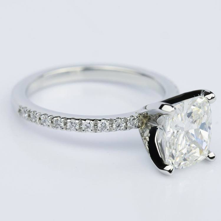 Ideal Cushion-Cut Diamond with Petite Pave Ring Setting (1.78 ct.)